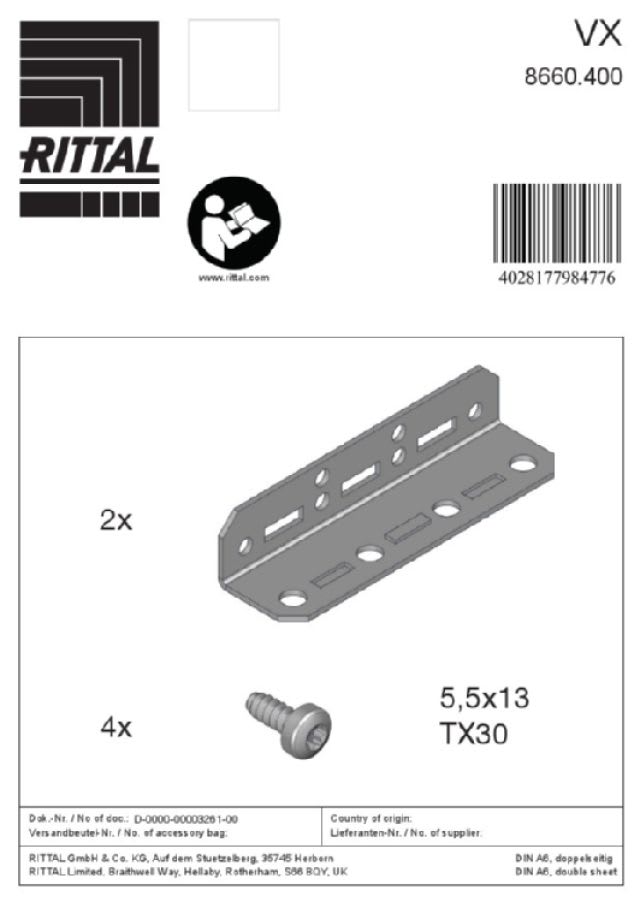 RITTAL SPA - RIT8660400 VX ANGOLARE D INTALLAZIONE PER ZOCC.-2PZ