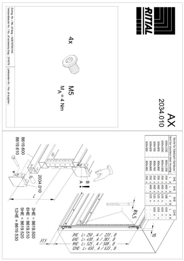 RITTAL SPA - RIT2034010 AX KIT DI MONT. PER TELAIO GIREVOLE
