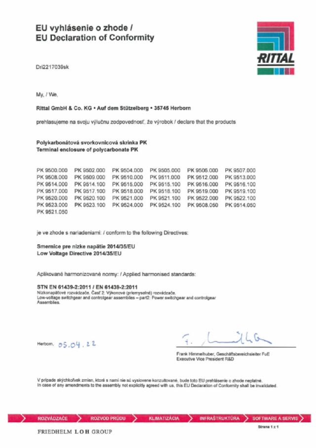 RITTAL SPA - RIT9522000 PK CONT. POLICARBONATO 254180X165