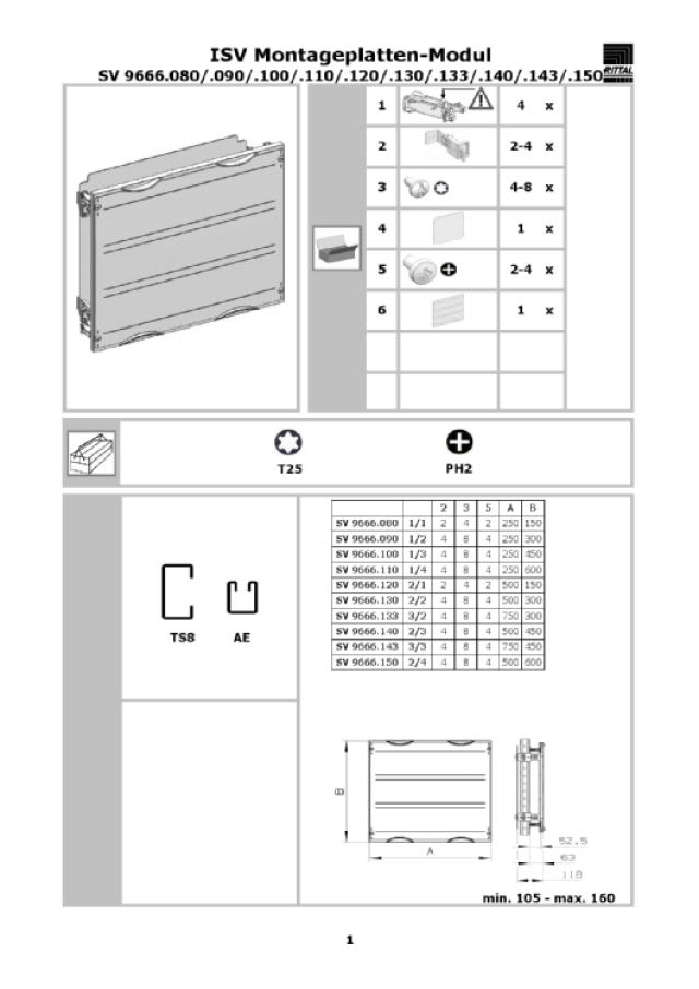 RITTAL SPA - RIT9666140 ISV MODULO CON PIASTRE DI MONT B/H 2/3