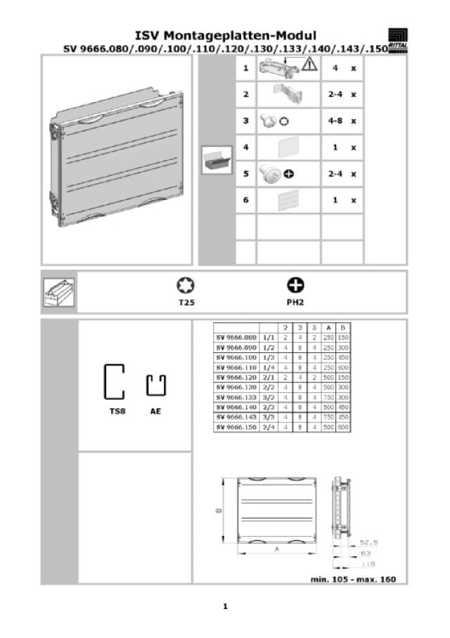 RITTAL SPA - RIT9666120 ISV MODULO CON PIASTRE MONT