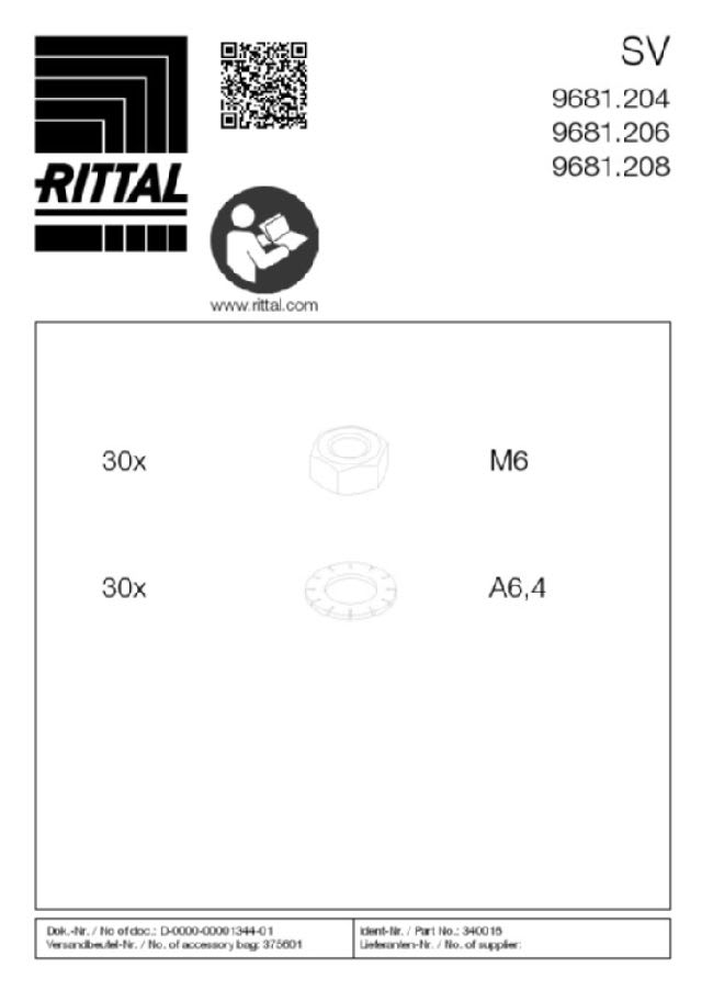 RITTAL SPA - RIT9681208 SV LIST. MONT. PORTA PARZ. VX 800 - 10PZ