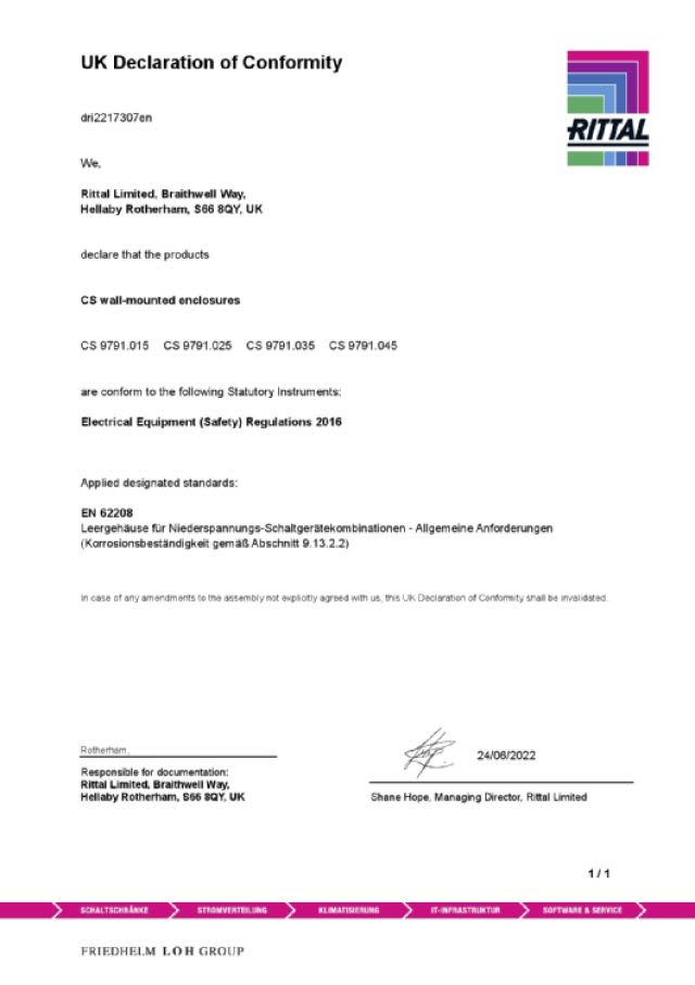 RITTAL SPA - RIT9791035 CS CONTENITORE DA PARETE 530X700X265 MM