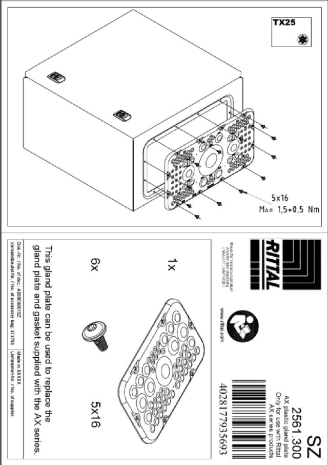 RITTAL SPA - RIT2561300 SZ INGRESSO CAVI A MEMBRANA MISURA 1
