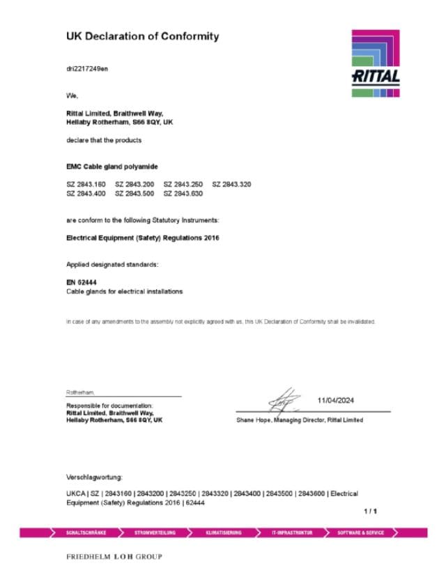 RITTAL SPA - RIT2843400 SZ BOCCHETT.PASSACAVI EMC M40