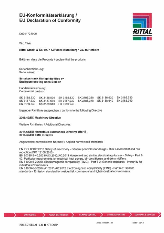 RITTAL SPA - RIT3185830 SK BLUE E +, WALL MOUNTED, 1600 W