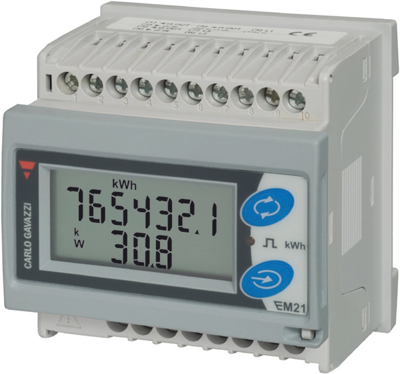 CARLO GAVAZZI - GAVEM21072DAV53XOXX KWH 3F-N AN/CONT.EN 400V 5A 1USC.IMPULSI