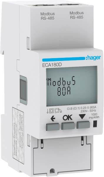 HAGER - HAGECA180D CONTATORE 1F DIR 80A MODBUS AGARDIO MID