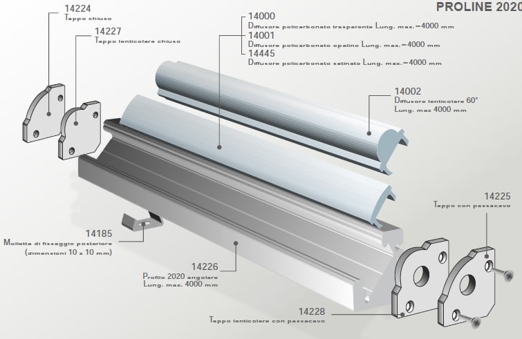 ELCOM SRL - EOW14226-01L40 PROFILO 2020 BIANCO L=4000MM