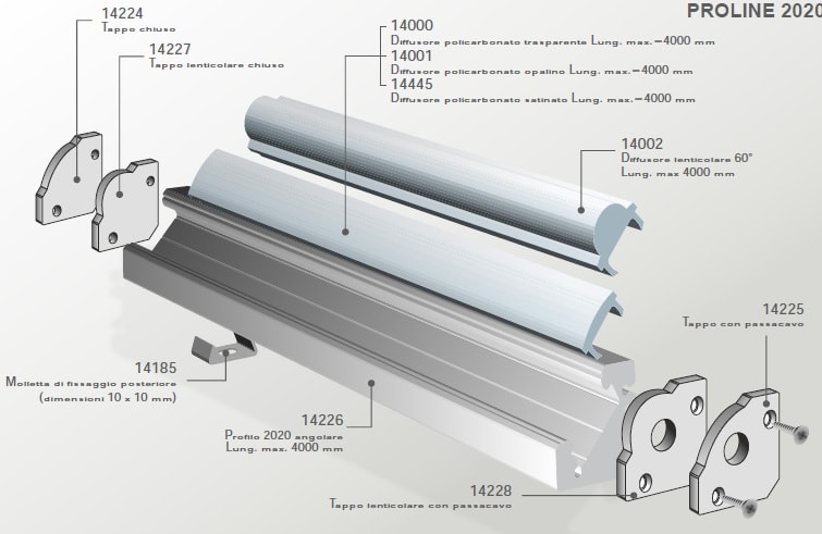 ELCOM SRL - EOW14226-01L10 PROFILO 2020 BIANCO L=1000MM
