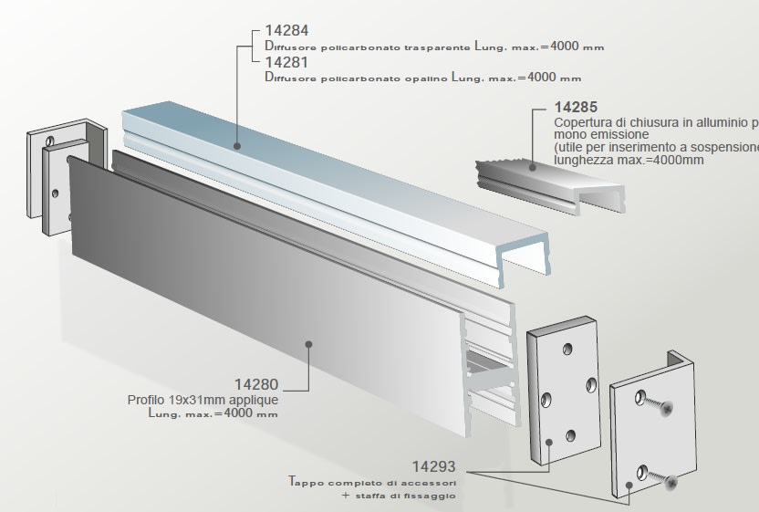 ELCOM SRL - EOW14280-01L30 PROFILO 3031 BIANCO L=3000MM