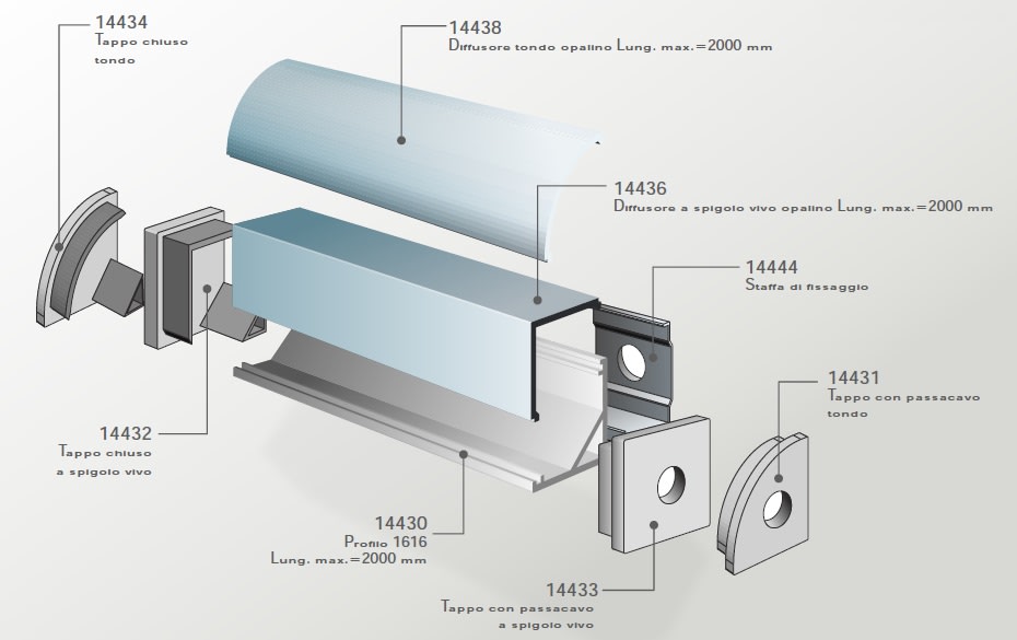ELCOM SRL - EOW14436-L20 COP.OPALE QUADRA 1616 L=2000MM