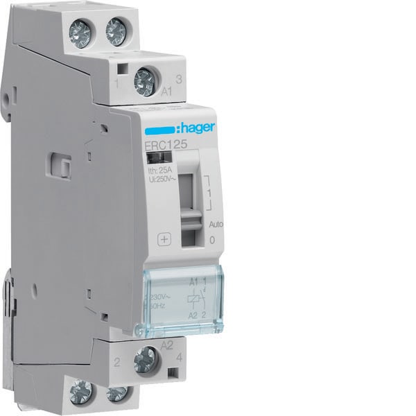 HAGER - HAGERC125 CONTATTORE COM MAN STD+ 1NA 230VAC 25A 1