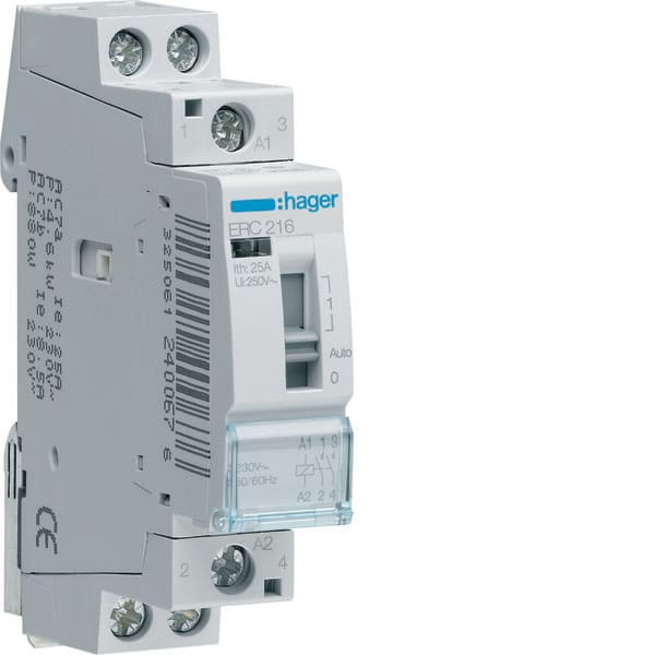 HAGER - HAGERC216 RELE COM MAN STD+ 2NA 230VAC 16A 1M