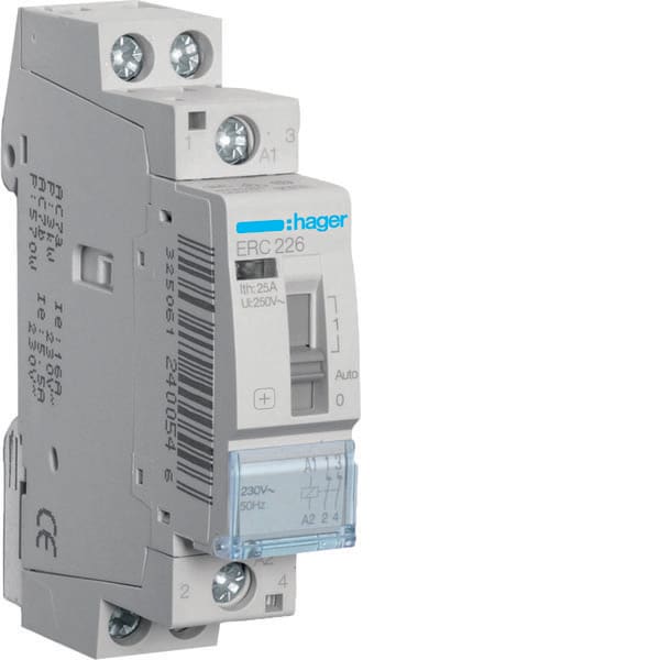 HAGER - HAGERC226 CONTATTORE COM MAN STD+ 2NC 230VAC 25A 1