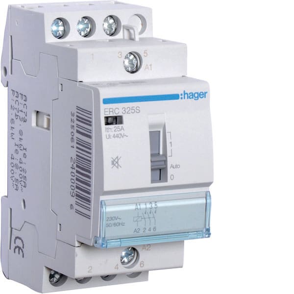HAGER - HAGERC325S CONTATTORE COM MAN SIL 3NA 230AC 25A 2M