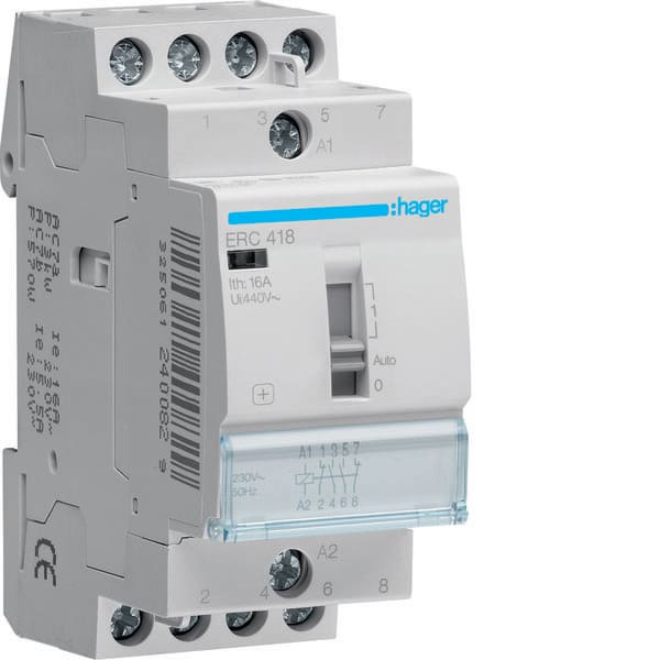 HAGER - HAGERC418 CONTATT COM MAN STD+ 2NA+2NC 230VAC 16A