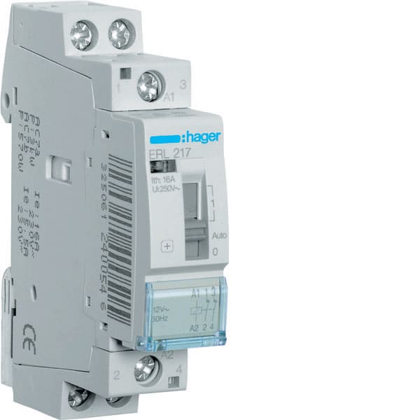HAGER - HAGERL217 REL COM MAN STD+ 2NC 12VAC 16A 1M