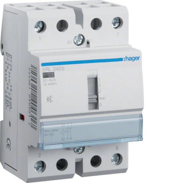 HAGER - HAGERL240S CONTATT COM MAN SIL 2NA 12VAC/12VDC 40A