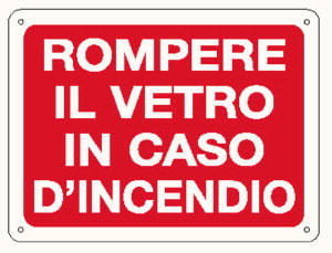 ELCART DISTRIBUTION - ERT352066600 CARTELLO ROMPERE VETRO X INCENDIO