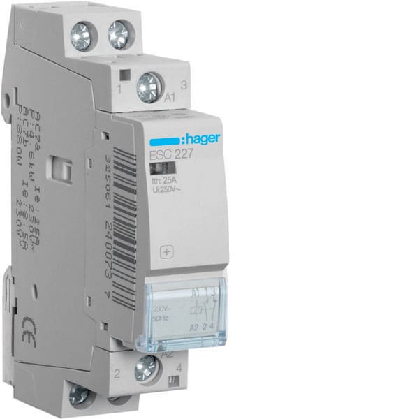 HAGER - HAGESC227 CONTATTORE STD+ 1NA+1NC 230VAC 25A 1M