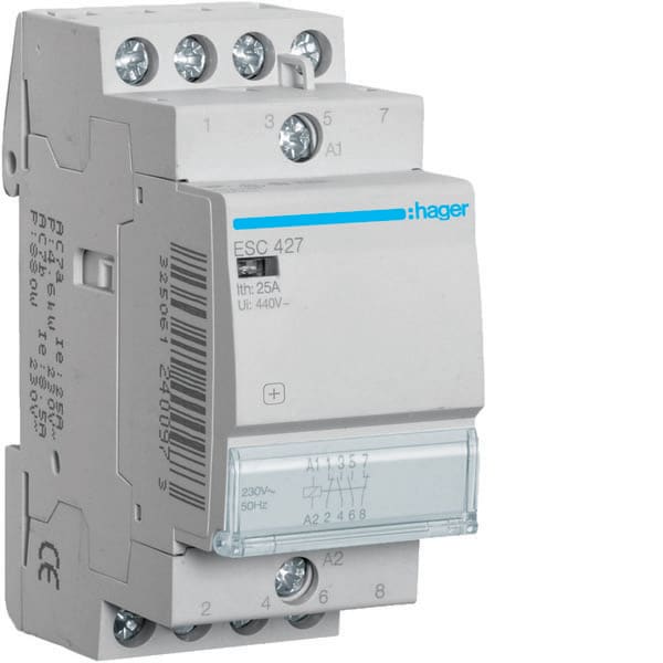 HAGER - HAGESC427 CONTATTORE STD+ 2NA+2NC 230VAC 25A 2M