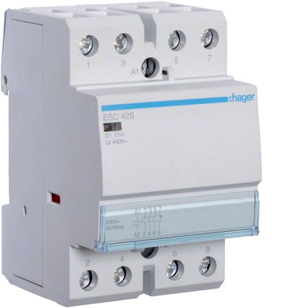 HAGER - HAGESC428 CONTATTORE STD+ 3NA+1NC 230VAC 25A 2M