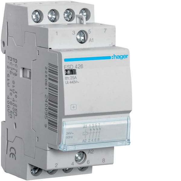 HAGER - HAGESD426 CONTATTORE STD+ 4NC 24VAC 25A 2M