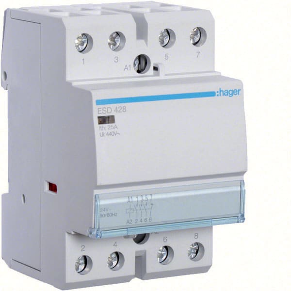 HAGER - HAGESD428 CONTATTORE STD+ 3NA+1NC 24VAC 25A 2M