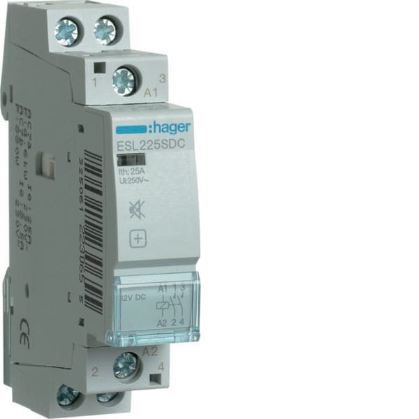 HAGER - HAGESL225SDC CONTATTORE SILENZIOSO 2NA 12VDC 25A 1M