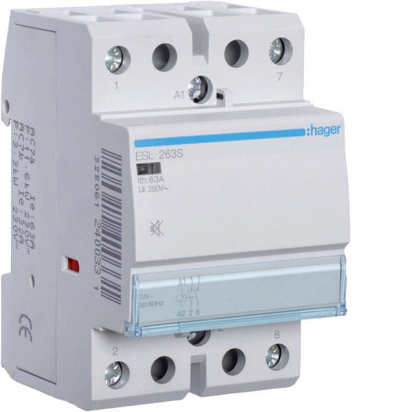 HAGER - HAGESL263S CONTATTORE SIL 2NA 12VAC/12VDC 63A 3M