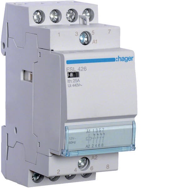 HAGER - HAGESL426 CONTATTORE STD+ 4NC 12VAC 25A 2M