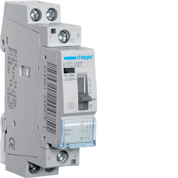 HAGER - HAGETC227 CONT GIORN/NOTTE STD+ 1NA+1NC 230VAC 25A