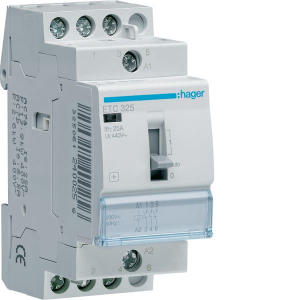 HAGER - HAGETC325 CONTATT GIORNO/NOTTE STD+ 3NA 230VAC 25A
