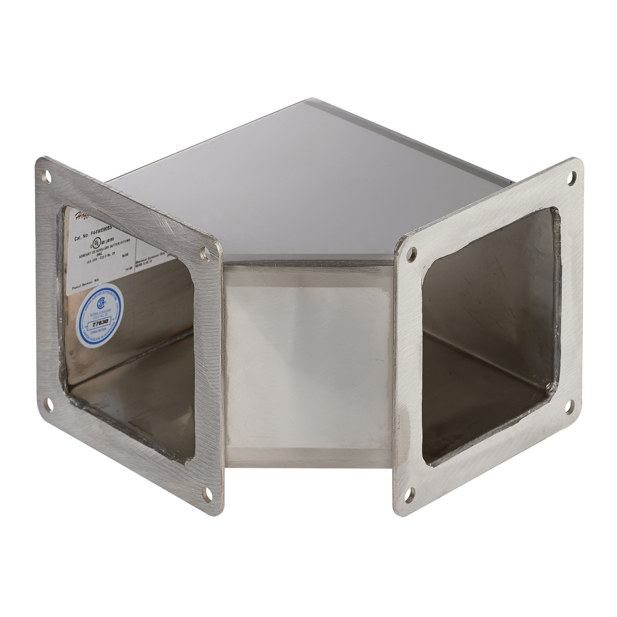 NVENT HOFFMAN - HOFF44WE90SS Gomito a 90 gradi passante per canalina, 4,00x4,00, spazzolato, acciaio inox 304