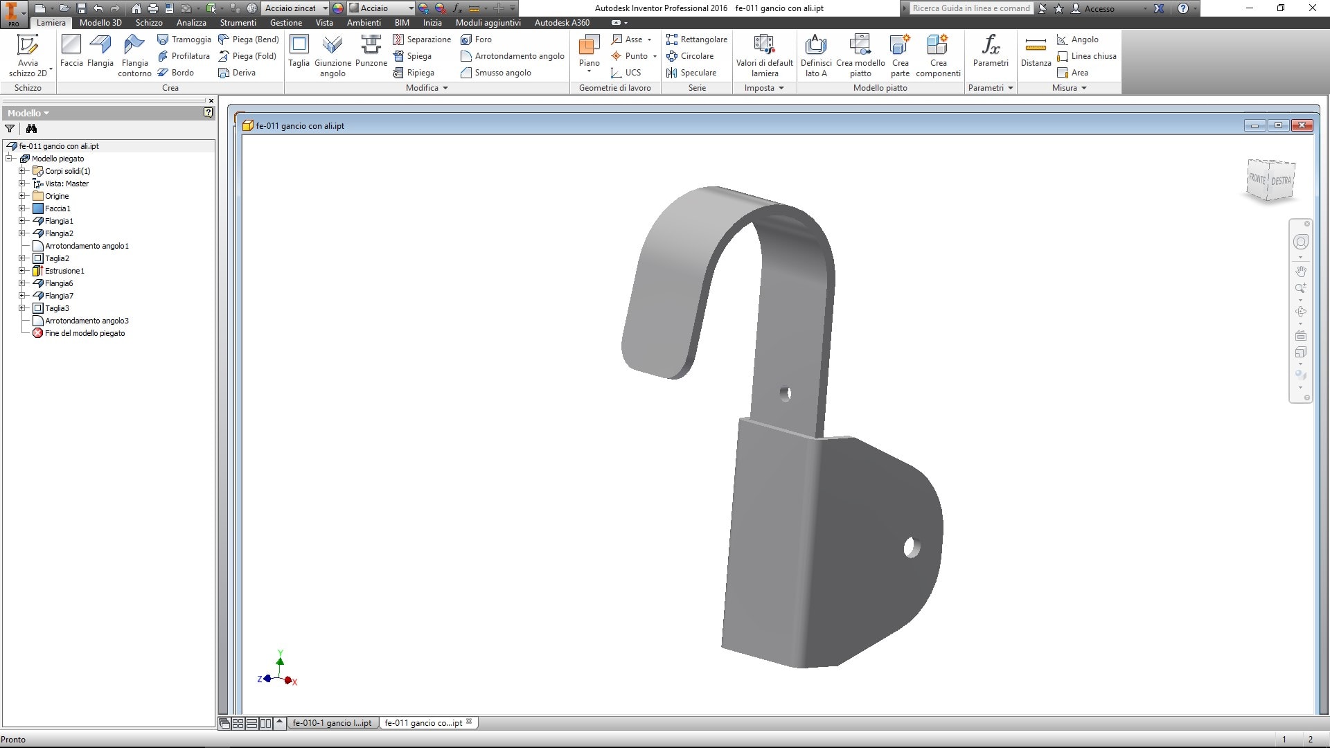 FACAL SRL - FAFFE-011 GANCIO ACCIAIO CORTO STANDARD PER SCALA