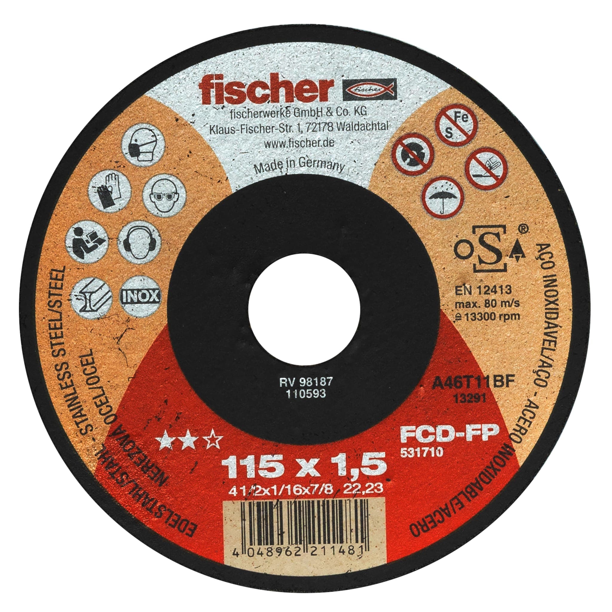 FISCHER ITALIA - FIS00531710 FCD-FP 115X1,5X22,23 INOX