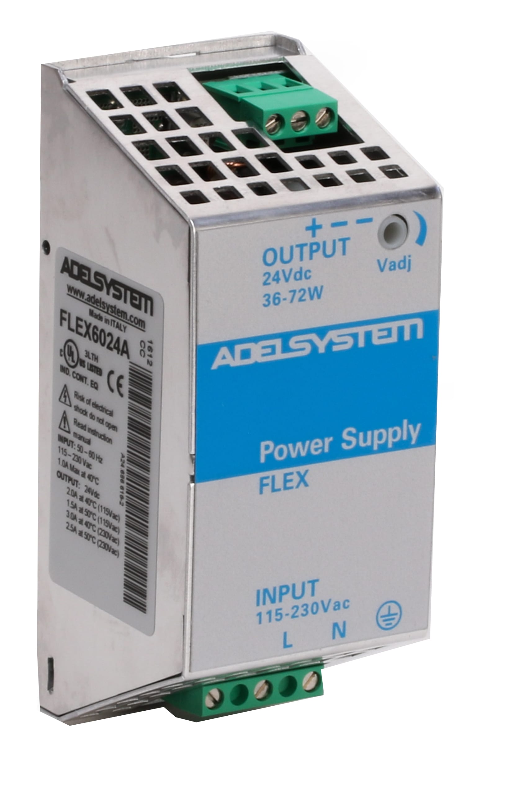 ADEL SYSTEM SRL - ADYFLEX6024A Alimentatore guida DIN, 60W, 1-fase, 24VDC