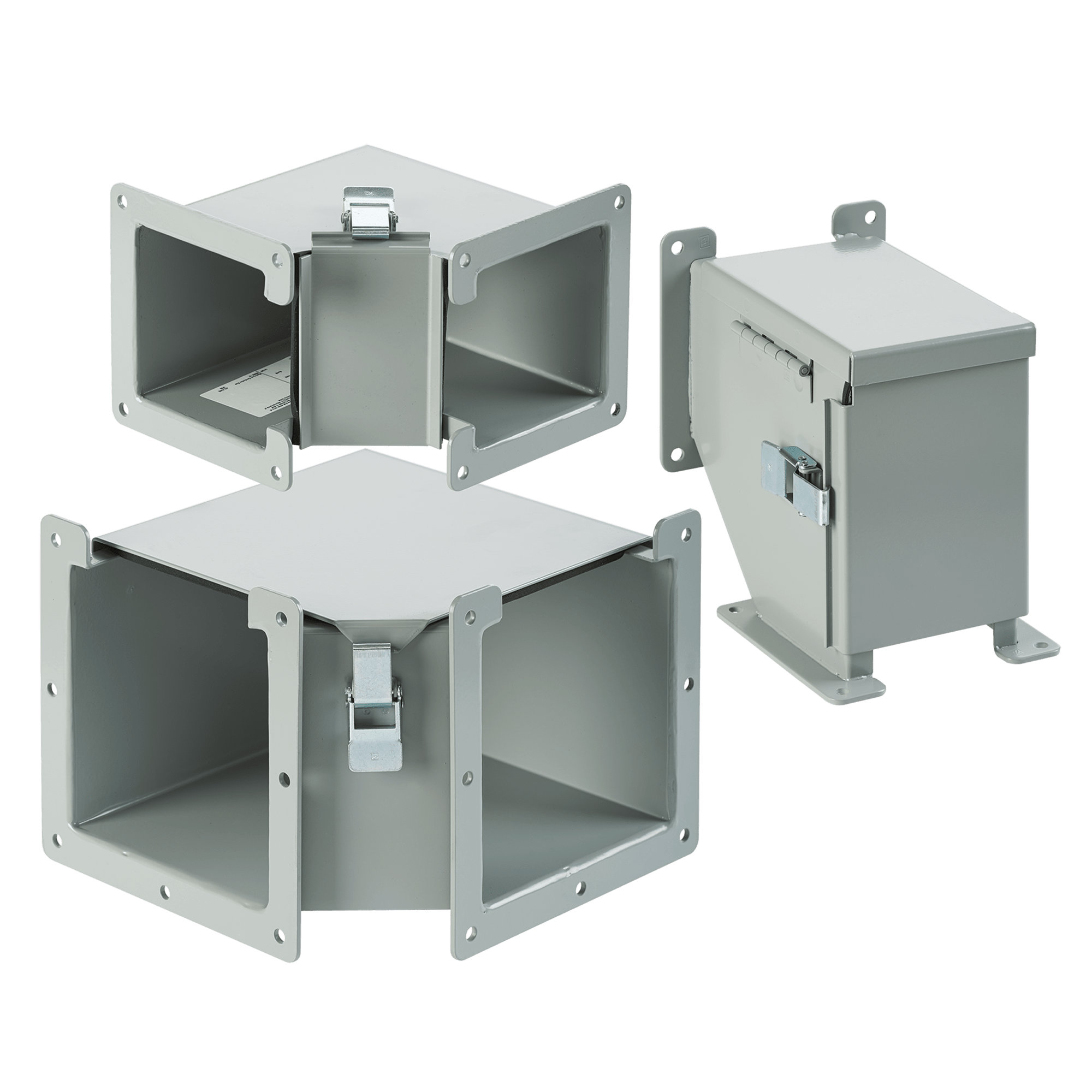 NVENT HOFFMAN - HOFF66LE9C Gomito a 90 gradi per canalina a innesto con apertura esterna, 6,00x6,00, grigio, acciaio dolce