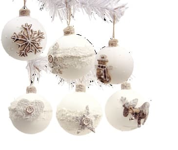 GIOCOPLAST NATALE SP - GCP48111226 SFERA VETRO DIAM.80 BIANCA DECORATA