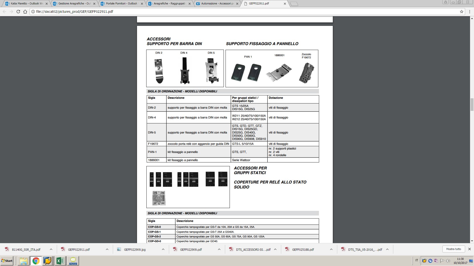 GEFRAN SPA - GEF1960033 DIN-5 ASS.SUPP.DIN GTS 40A