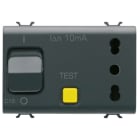 GEWISS - GEWGW12321 PRESA INTERBLOCCATA - 2P+T 16A - P17-P11 - CON INTERRUTTORE MAGNETOTERMICO DIFFERENZIALE 1P+N 16A - 230V ac - 3 MODULI - NERO SATINATO - CHORUSMART