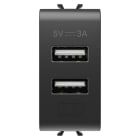 GEWISS - GEWGW12447 ALIMENTATORE USB - TIPO A+A - 3A - NERO SATINATO - 1 MODULO - CHORUSMART