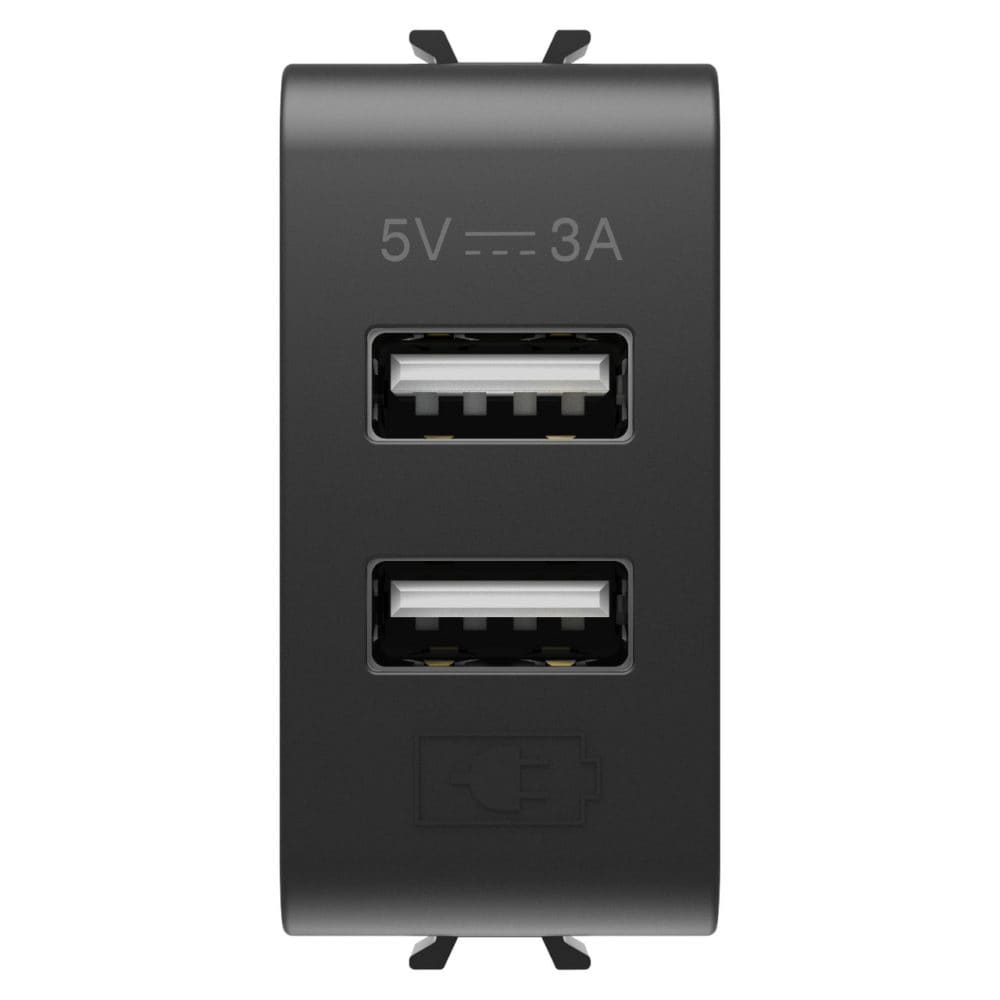 GEWISS - GEWGW12447 ALIMENTATORE USB A+A 5V 3A 1M NERO