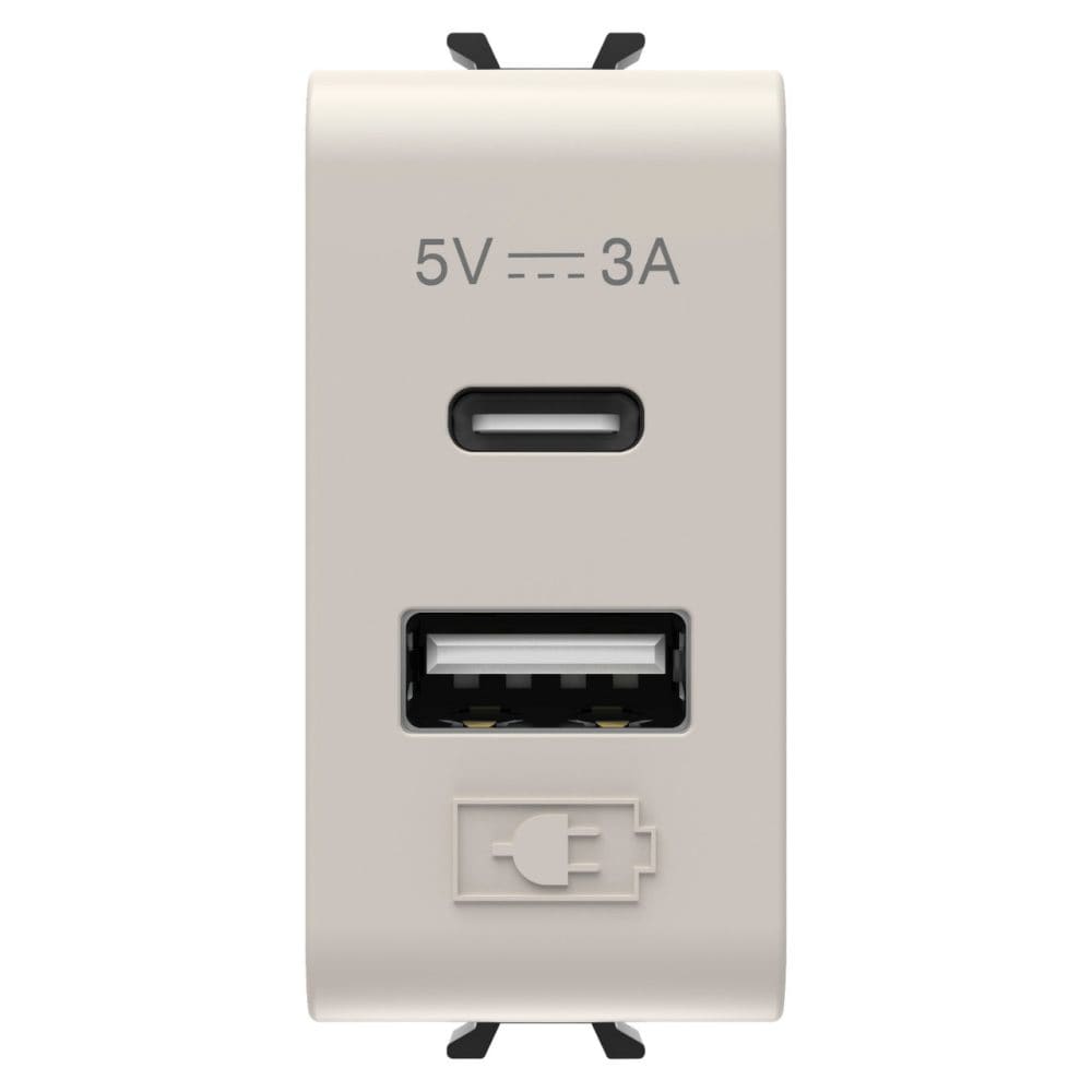 GEWISS - GEWGW13449 ALIMENTATORE USB A+C 5V 3A 1M NAT.BEIGE