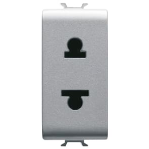 GEWISS - GEWGW14287 PRESA STANDARD EUROAMERICANO 250/125V ac -2P 15A - 1 MODULO - TITANIO - CHORUSMART