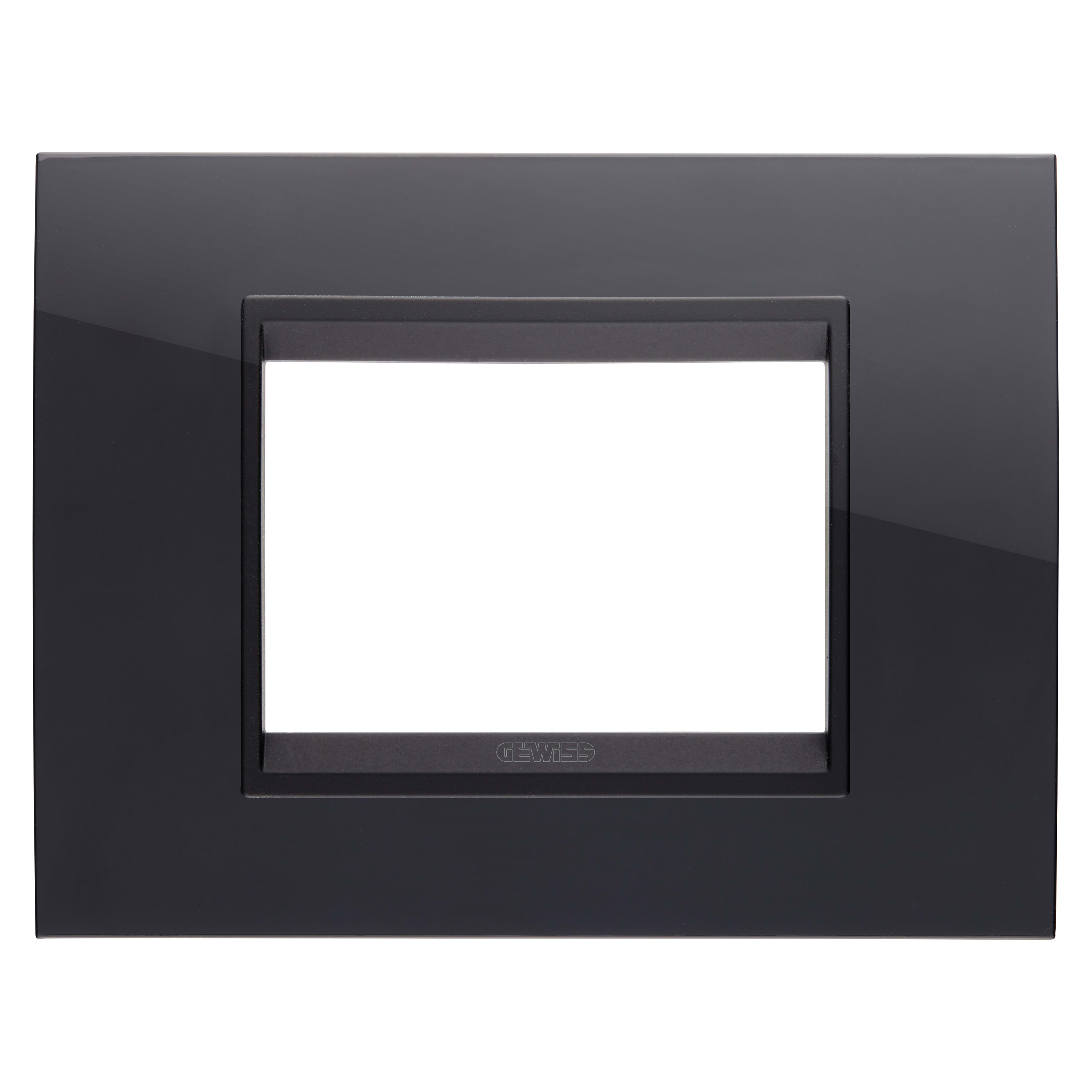 GEWISS - GEWGW16203YN PLACCA LUX - IN TECNOPOLIMERO - 3 POSTI - NERO TONER LAVY - CORNICE NERO OPACO - CHORUSMART