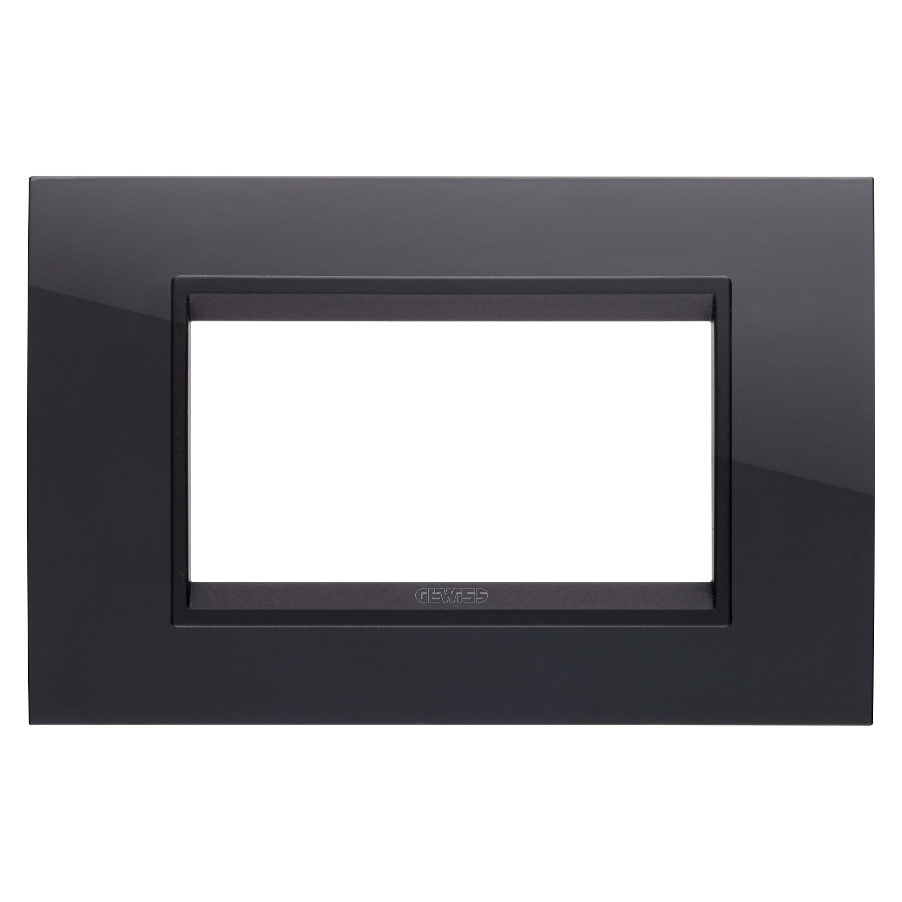 GEWISS - GEWGW16204YN PLACCA LUX - IN TECNOPOLIMERO - 4 POSTI - NERO TONER LAVY - CORNICE NERO OPACO - CHORUSMART
