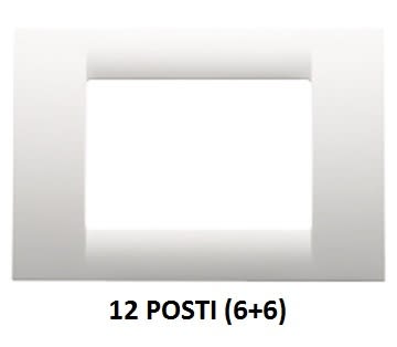 GEWISS - GEWGW22108 PLACCA VIRNA - IN TECNOPOLIMERO FINITURA LUCIDA - 12 POSTI (6+6 SOVRAPPOSTI) - BIANCO NUVOLA - SYSTEM