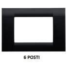 GEWISS - GEWGW22116 PLACCA VIRNA - IN TECNOPOLIMERO FINITURA LUCIDA - 6 POSTI - NERO TONER - SYSTEM